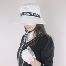 로로얼로이 여성골프모자 면 코튼 벙거지 리본 레터링 사랑스러운 골프벙거지 등산 나들이, [컬러] 화이트