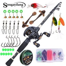 낚시용품 휴대용 텔레스코픽 낚싯대 및 12 + 1bb 6.3:1 기어비 낚시 릴 낚싯줄 루어 백 태클 콤보 스포츠 엔터테인먼트 아웃도어, rod reel lure bag+2.1m and Lef