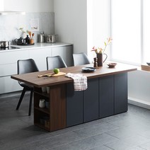 상일리베가구 일마레 아일랜드 2인 4인 6인 수납 아일랜드식탁, 3)아일랜드 수납 6인 식탁_프렌치월넛+스틸그레이