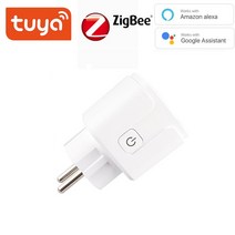 스마트싱스 스마트플러그 Tuya 16A 전력 모니터링 스마트 플러그 Wifi 소켓 라이프 App EU Alexa Google 홈 IFTTT 음성 제어, [01] Zigbee Version