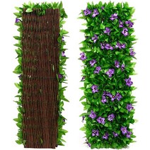 울타리 안전망 메쉬휀스 확장 가능한 인공 아이비 잎 그릴 나뭇잎 및 꽃 프라이버시 정원 스크린 UV Re