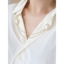 샬롯진주 더블브로치 핸드메이드 카라브로치 뱃지