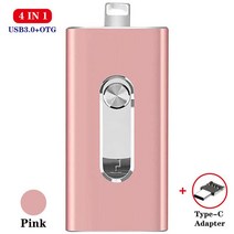 아이폰 호환용 USB 플래시 드라이브 호환 12 미니 X 8 플러스 10 OTG 메모리 스틱 타입 C 어댑터 포함 펜드라이브 16gb 32gb 64gb 7/6 gb, 02 Pink  Type C_01 4GB