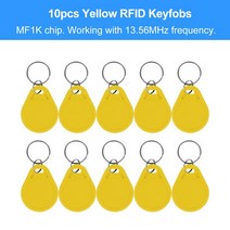 rfid복사기 태그 13.56MHz 액세스 제어 카드 RFID 키 fobs NFC 토큰 MF1K S50 IC 체인 ABS 방수 10 피스, [04] Yellow Key fobs, 04 Yellow Key fobs