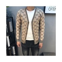 남자 오버핏 가디건 집업 니트 스트라이프 격자 무늬 가을 겨울 재킷 남성 가디건 패션 캐주얼 영국 스타일 긴팔 재킷