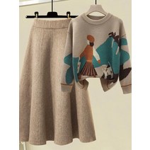 방우리샵 여성의류 T-680 러블리한 긴팔티&스커트 세트