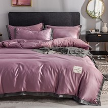 라오농 워싱 실크 4종 망 레드 슬립 침구 스 누디침대 갓 이불커버 여름00, 자수 신사 그레이