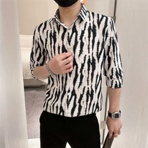 남성호피셔츠 여름2022뉴타입셔츠남반팔캐주얼5부남성중소매셔츠슬림호피반팔패션