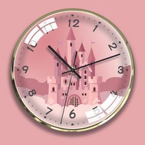 걸방 벽시계 핑크 발레리나 소녀 심초 무음 캐릭터 예술-194835, 12.샴페인 금테 환상적인 성 FS