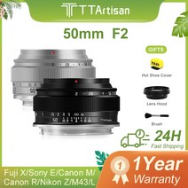 TTArtisan-50mm F2 프레임 수동 초점 프라임 포트레이트 렌즈 E 니콘 Z 캐논 M R M43 후지 X 라이카 시그마 L 마운트, [01] Nik Z, [01] Black, 01 Nikon Z_02 Silver