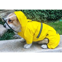 웰시코기 비옷 닥스훈트 우비 강아지 레인코트 소형 중형 대형견 야간 반사판 우주복, 3XL, 옐로우