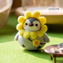Makone 상표등록 양모 니들 펠트 공예 인형 diy 재료 수제 인형 펭귄, 팬더 펭귄