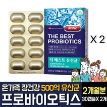 100억 CFU 프로바이오틱스 유산균 온가족 장건강 LGG 모유유래 락토바실러스 가세리 루테리 카제이 람노서스 파라카제이 플란타룸 럼 아 애시도필러스 노인 남성 여자 부모님 추천, 30캡슐 X 2개