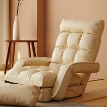 블루밍홈 루카PU 1인 5단 각도조절 접이식 좌식의자 2 COLOR 인조가죽 쿠션포함, 아이보리