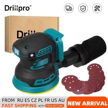 샌딩기 무선 샌더기 Makita 18 v 배터리 용 9 샌드페이퍼 우드 그라인더 연마 기계가있는 125mm 무작위 궤도 전기 샌더 배터리 없음, 협력사