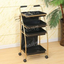 미용실 웨건 살롱 선반 이동식 수납 트레이 뷰티 피부샵 피부관리실 네일샵 카트, 골드+블랙/고급4층