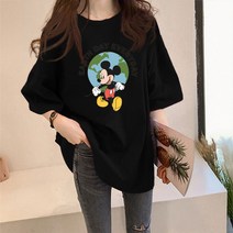 손드르 여자 지구 미키 도널드 큰 사이즈 오버사이즈 박시 반팔 티(M-5XL)