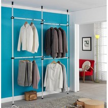 옷많은 연예인 옷방 4단 천정고정 폴행거 시스템행거 좁은집수납 튼튼한행거 헹거