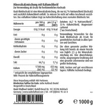독일직구 Raab Vitalfood Lownat 소금 비건 정상 유지 칼륨 함유 미네랄 소금 혼합물 1팩(1 x 1kg 봉지), 수량, 상세참조