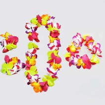 파티로 하와이안 훌라 치마 꽃세트 꽃레이 응원 파티 꽃목걸이 스커트 세트, 1개