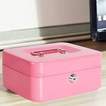 휴대용 안전 금고 현금통 캐시박스 세이프티박스, 미디엄 핑크 키