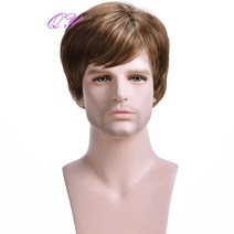남자가발가격 남성가발 남자 헤어 중년 남성용 합성 가발 자연스러운 검정색 숏 곱슬 머리 패션 스타일, 한개옵션1, 10 7321-2