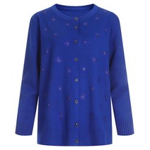 샵앤 큐빅 단추 Y오픈 니트 긴팔 가디건 MJE-WCD-1118-블루