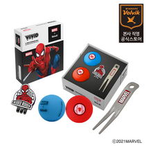 [본사직영] 볼빅 마블 그린 보수기 SET 스파이더맨 (골프공 2구+볼마커+그린보수기)