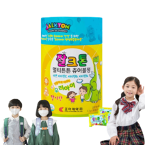 조아제약 잘크톤 츄어블 젤리 유아 키즈 씹어먹는 멀티비타민 어린이종합영양제 성장기어린이 멀티튼튼 멀티쑥쑥 우유퐁당 초유 칼슘 비타민D 영양간식 GMP인증 90정 1통, 멀티튼튼 츄어블정(딸기맛)1통