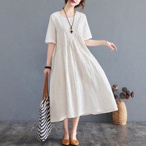 자가드 린넨 원피스