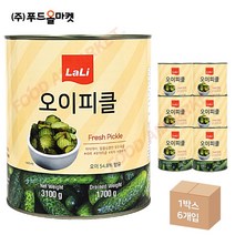 푸드올마켓_ 라리 오이피클 슬라이스 한박스 /물결무늬 (3.1kg x 6ea), 3100g, 6개