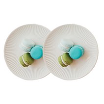 도자기 디저트 앞접시 접시 플레이트, 2개, 화이트