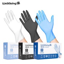 웰빙휴 4.8g 두꺼운 니트릴 100매 식품 셰프 먹방 다용도 일회용, 블루 4.8g 니트릴 장갑 100매, L