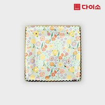 [다이소]플라워사각금박종이접시8매(19 cm)-1022175