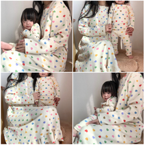 맘커플 겨울 하트 실내복 20수 겨울 잠옷 엄마랑 아기랑 수면잠옷