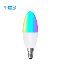 Aubess-Zigbee WIFI E14 LED 전구 캔들 컬러 실내 음악 RGB C W 컨트롤러 조명 220V 밝기 조절 Yandex Alic, 01 WiFi_01 5W