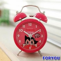 ForU634 아스트로보이 아톰 저소음 알람 탁상시계 핑크 디자인알람시계 소품 디지털, 상세페이지 참조