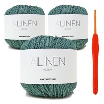 에이린넨(70g)x3볼+모사용코바늘5/0호(3.0mm), 568_카키그린