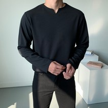 V넥 긴팔 티셔츠 남자 무지 브이넥 티셔츠 봄 가을 레이어드 옷 코디