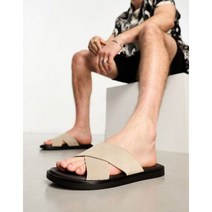 푹신한샌들 글래디 밴딩스트랩 스톤 스웨이드 소재의 ASOS DESIGN 크로스 스트랩 샌들