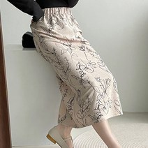 티티웍스 스트레이트 a라인 밴딩 꽃무늬 프린트 롱 스커트