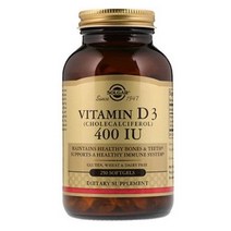 솔가 비타민 D3 콜레칼시페롤 400IU 글루텐 프리 무설탕 소프트젤, 250개입, 1개