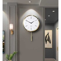 엔틱 벽걸이시계 나무 사무실 벽걸이 라운드시계, 오렌지 10인치