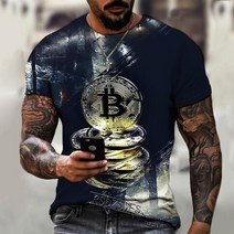 기념주화 비트코인선물 모형소품폭발적인 2022 봄과 여름 새로운 반팔 Bitcoin 3D 인쇄 된 t-셔츠 거리 동, 02 dyp-2281_03 S