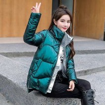 빛 반사 재킷 겨울 따뜻한 빵 파카 짧은 캐주얼 두꺼운 스탠드 호출자 특대 코튼 코트 팜므 파카