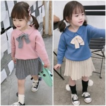 도레베베 리본 니트 투피스 여아 스쿨룩