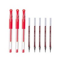 유니볼 시그노 캡볼펜 0.38mm 펜3+리필5 세트 UM-151-38, 레드