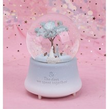 핑크 수정구슬 오르골 멜로디장식품 수정볼 유리문진, 블루