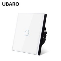UBARO EUUK 표준 크리스탈 강화 유리 벽 패널 라이트 터치 스위치 Led 표시기 센서 전기 버튼 123Gang 220V, ZS-WB001Y