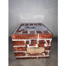 야외 대형견 큰개 진돗개 강아지 판넬 난방 조립식 실외 플라스틱 보온 강아지집 001 길 잃은 고양이, 주황색 벽돌 사각 구멍(화_트럼펫(고양이 1-2마리)